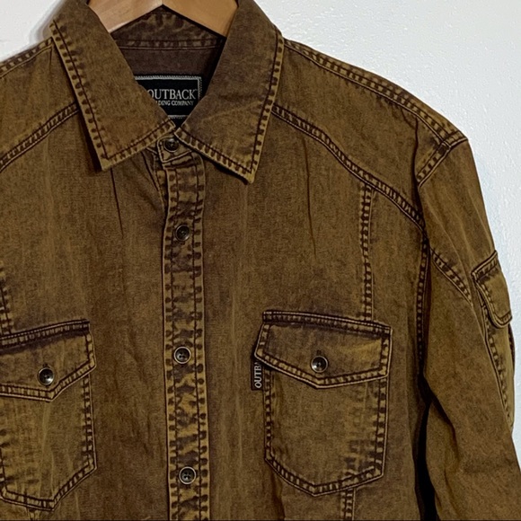 NWT Outback Trading Co Brown Button Down Shirt - Picture 7 of 9